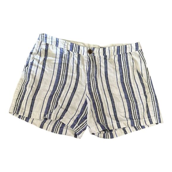 Old Navy | Blue White Stripe Linen Blend Trouser Shorts | 8 - Picture 1 of 7